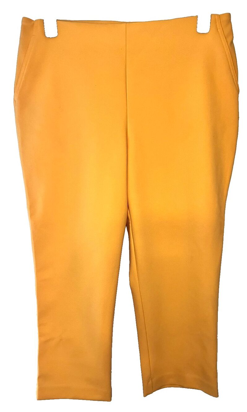 Rachel Zoe Mustard Ankle Casual Pants Stretch front back pockets Size 14